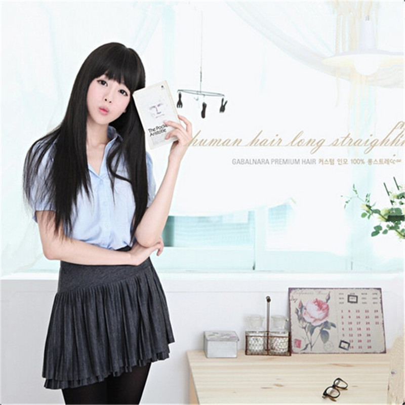 WoodFestival black brown flax wig full bangs synthetic women long straight wigs natural hair heat resistant