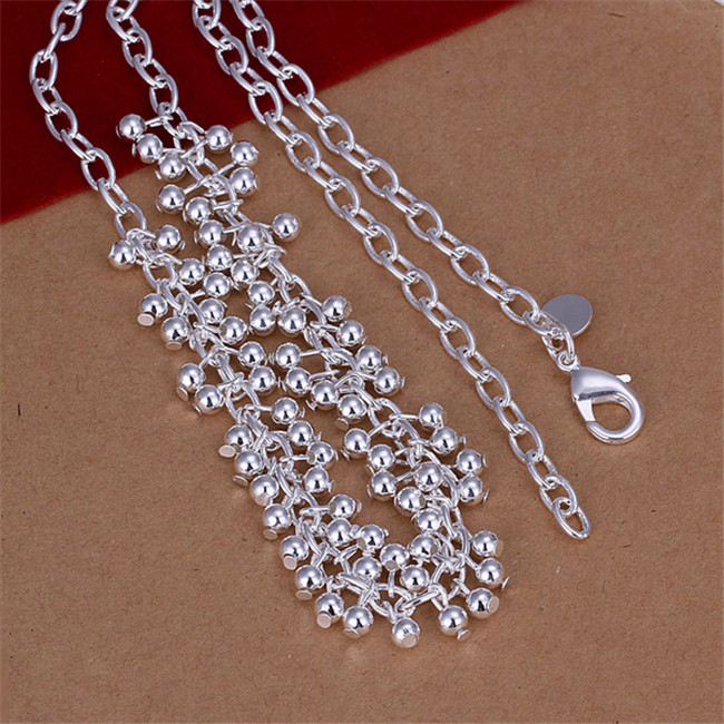 Hot sale Light Grapes Necklace sterling silver plate necklace STSN058,fashion 925 silver Chains necklace factory direct sale christmas gift