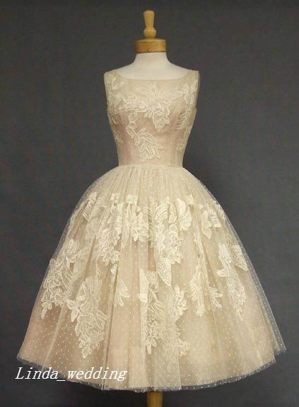 Retro 1950's Vintage Wedding Dresses High Quality Ball Gown Tulle Lace Women Wear Bridal Party Gowns