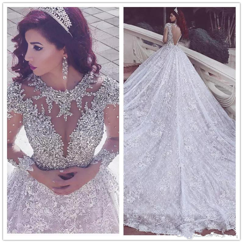 Luxury White Full Lace Wedding Dresses Long Sleeve Crystals Beaded Wedding Dress Royal Train Formal Women Bridal Gown Custom Made, Pink
Luxury White Full Lace Wedding Dresses Long Sleeve Crystals Beaded Wedding Dress Royal Train Formal Women Bridal Gown Custom Made, Pink