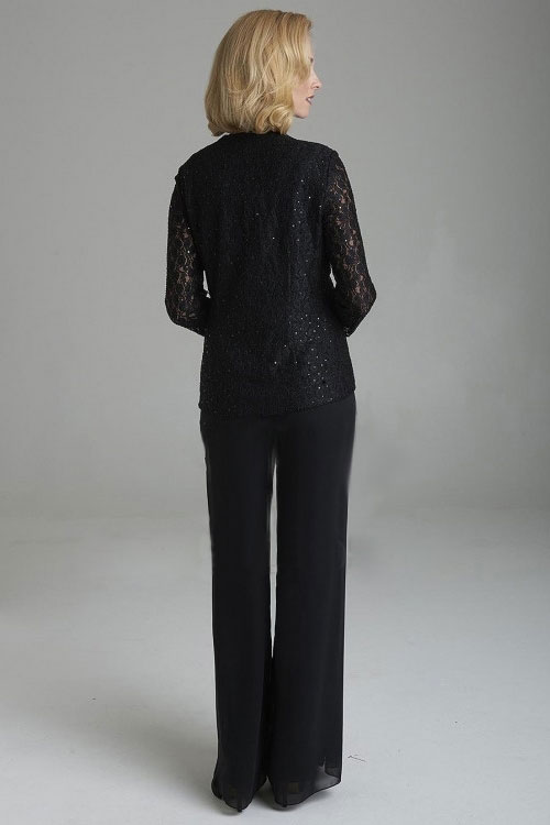 Cheap Lace Mother Of The Bride Pant Suits With Jackets Three Pieces Sequined Wedding Guest Dresses Plus Size Mothers Groom Dress