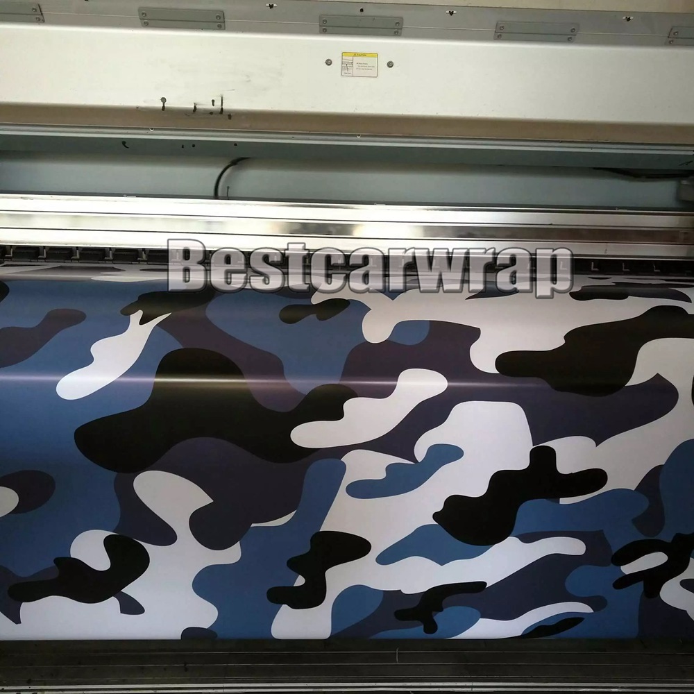 Blue white black large Camo Vinyl Car Wrap Styling With Air Rlease Gloss/ Matt Arctic blue Camouflage coating stickers1.52x 10m/ 20m / 30m