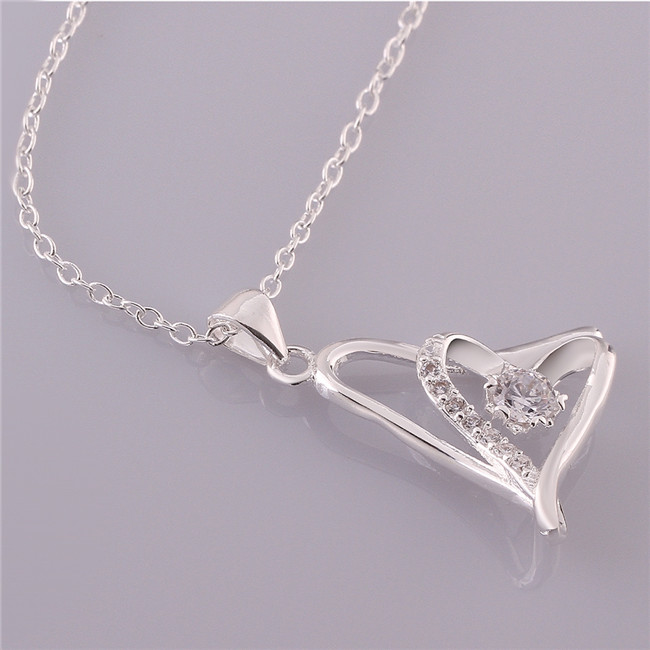 Brand new women's heart shape Pendant Necklace white gemstone sterling silver plated necklace STSN639,fashion 925 silver necklace