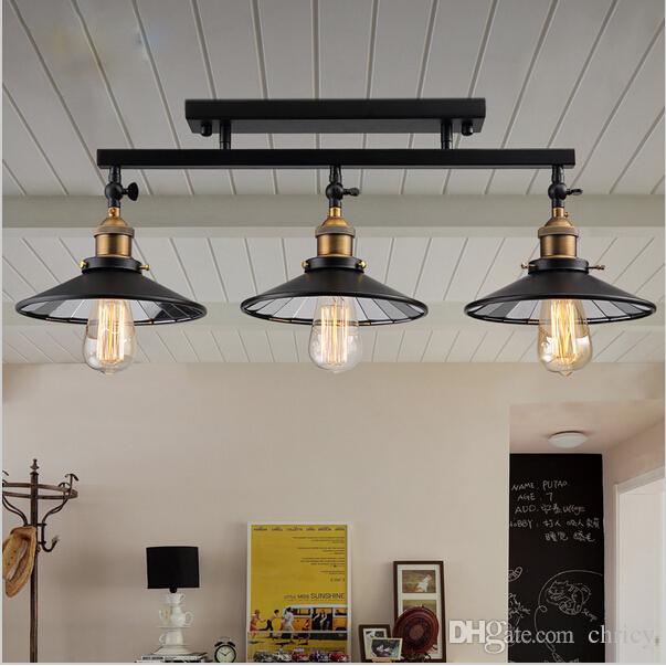 Anqitue led ceiling light vintage pendant lights loft industrial home lighting American countryside restaurant 3 heads chandelier