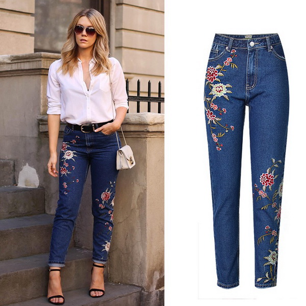 Size 36-44 Girl Blue Capris Jeans High Waist Demin Women Embroidery Floral Jeans Pants Ladies Slim Fit Style, 6655 blue
Size 36-44 Girl Blue Capris Jeans High Waist Demin Women Embroidery Floral Jeans Pants Ladies Slim Fit Style, 6655 blue