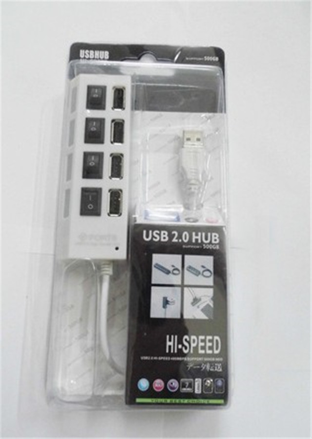 480mbps High Speed Mini USB Hub Socket Style 4 Ports Multi Charger Hub USB 2.0 On/Off Adapter Switches For PC Laptop