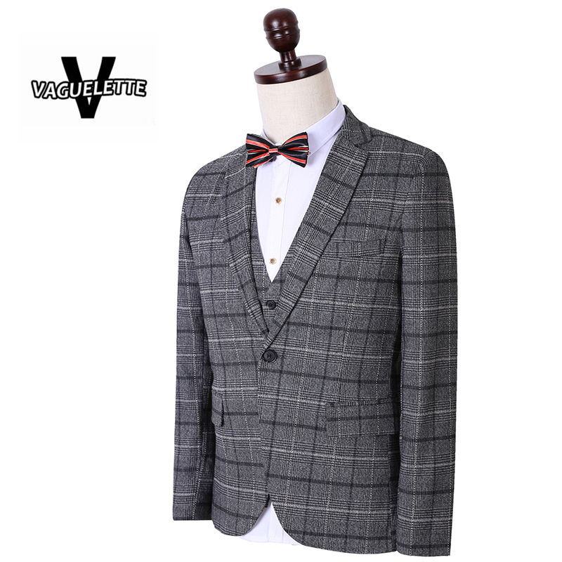 Wholesale-(Blazer+Pants+Vest) Light Luxury Costume Homme Gentlemen Formal Plaid Mens Suit Imported Clothing Wedding Suit For Men M-5XL