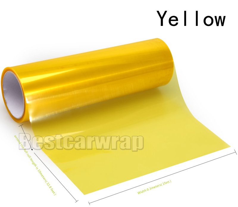 4 rolls Yellow Headlights Tinting film Headlamp Tint tail lamp Vinyl lamp covering foil size 0.3x10m/Roll