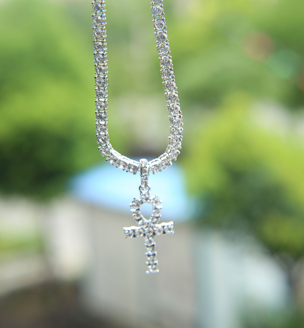 Big cz cross pendant necklace for mens hip hop jewelry plated gold silver color long tennis chain necklaces pendant drop ship