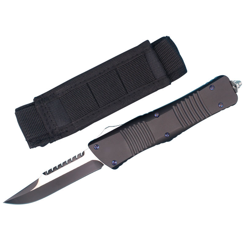 Bowie Blade Auto Tactical Knife D2 Black Blades T6061 Handle Outdoor Camping Survival knives With Nylon Bag
Bowie Blade Auto Tactical Knife D2 Black Blades T6061 Handle Outdoor Camping Survival knives With Nylon Bag