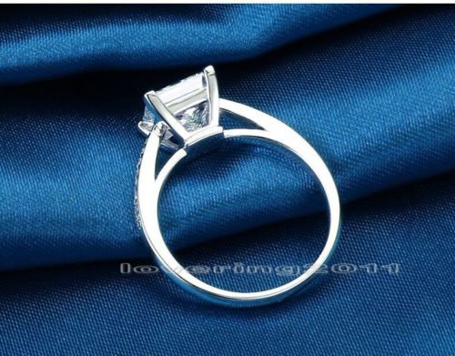 Size 4-11 Princess cut Free 1ct Topaz Jewelry Simulated Dia Gemstones Wedding Engagement Band Finger Rings for Women love gift