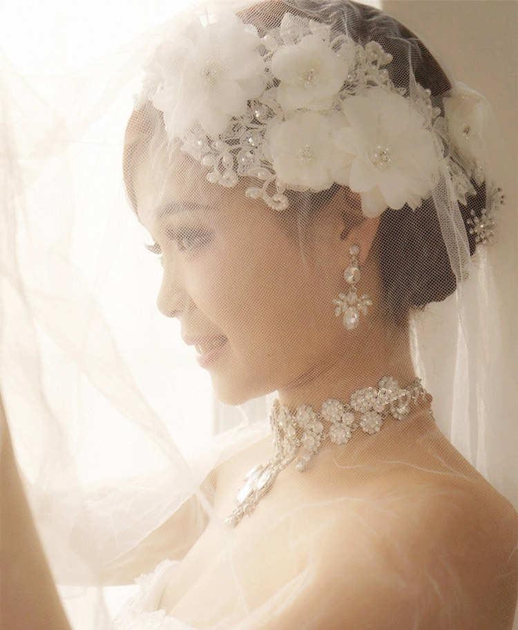 Bridal Lace Pearl Wedding Accessories Handmade Rhinestone Crystals Flower Headband Wedding Hair Jewelry Beads Bridal Hairwear Free Shipping