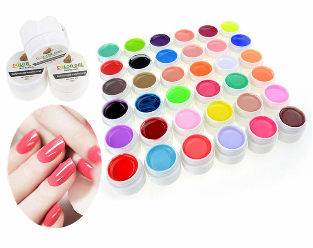 Top Quality Nail Gel 36 Pure Colors Pots Bling Cover UV Gel Nail Art Tips Extension Manicure for Girls Nail Polish Finger Ink