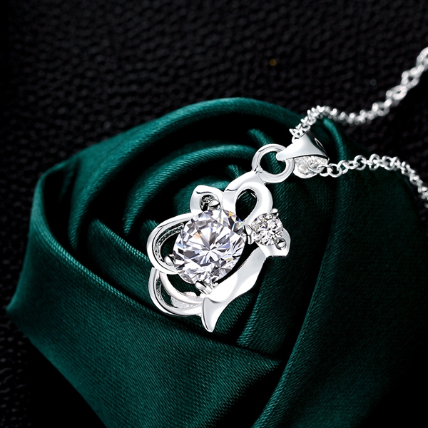 Hot sale fashion flower shape 925 silver Pendant Necklaces STPN067B, best gift white gemstone sterling silver jewelry necklace