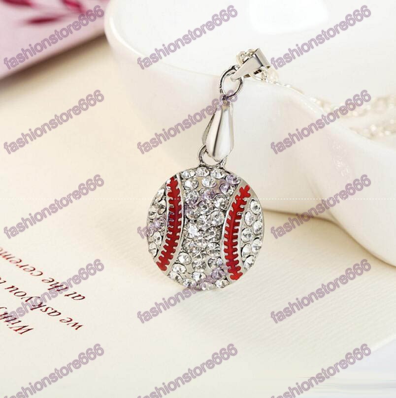 Crystal Baseball Pendant Necklaces Fashion Sports Jewelry Best Friend Gift For Team Club Base Ball Lovers