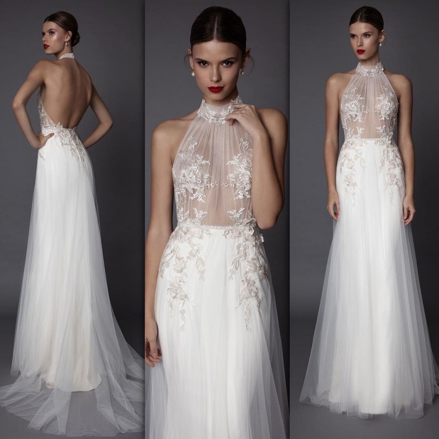 Sexy High Neck Mermaid Evening Dresses Halter Illusion Bodice Appliques Satin Tulle Backless White Ivory Evening Gowns, Water melon
Sexy High Neck Mermaid Evening Dresses Halter Illusion Bodice Appliques Satin Tulle Backless White Ivory Evening Gowns, Water melon