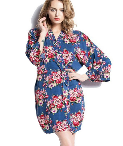 

2016 womens cotton floral Robe Ladies Pajama Lingerie Sleepwear Kimono Bath Gown pjs Nightgown #4003, White