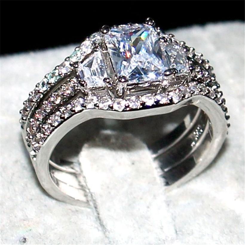 Fashion 10KT White gold filled square shape diamond CZ gemstone Rings sets 3-in-1 Jewelry Cocktail wedding Band Ring finger For Women
Fashion 10KT White gold filled square shape diamond CZ gemstone Rings sets 3-in-1 Jewelry Cocktail wedding Band Ring finger For Women