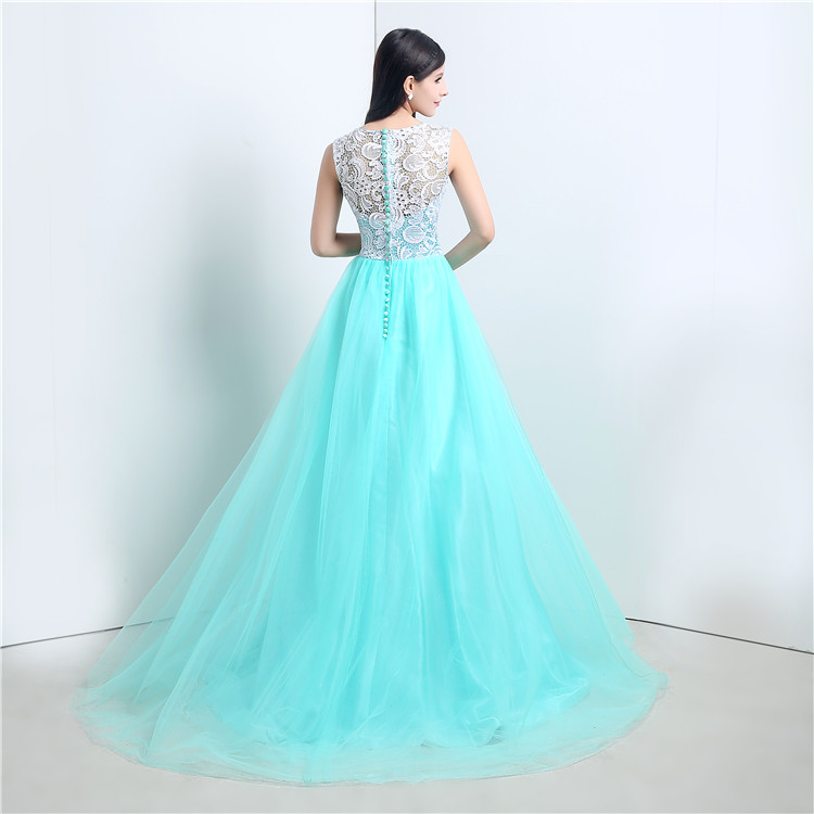 new stock sexy long aline mint green lace evening dresses applques tulle floorlength prom party gowns