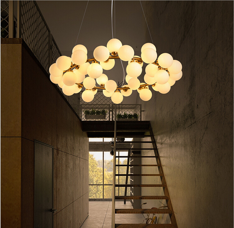 modern led glass pendant lights round art glass chandelier 25/45 heads loft pendant light fixture modo glass chandelier G4 base