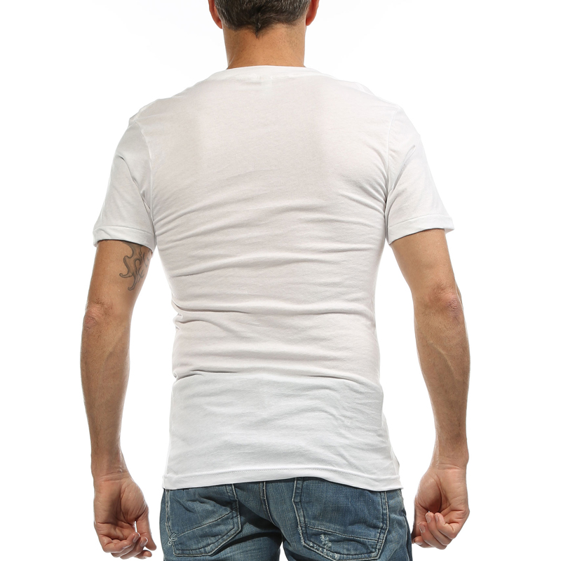 Wholesale-Undershirt for Men Dress Shirt Deep V Neck Fanila T Shirt for Camiseta Hombre 95% Cotton Ondergoed Sexy White S-XXXL G 2458