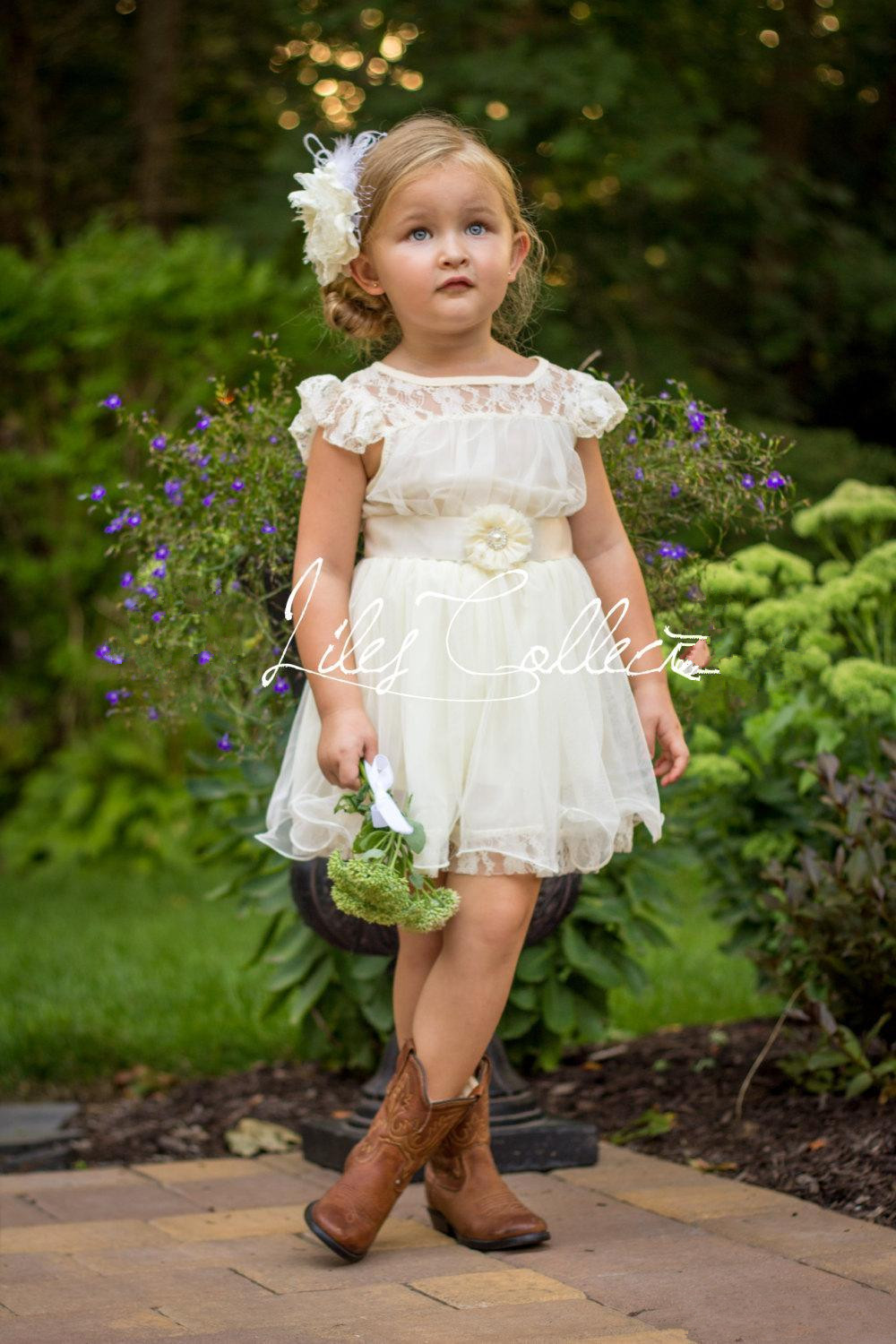 HOT New Flower Girls Dresses For Weddings Jewel Sleeveless Cute Lace Knee-Length Princess Style Custom Made Flower Girls Dresses