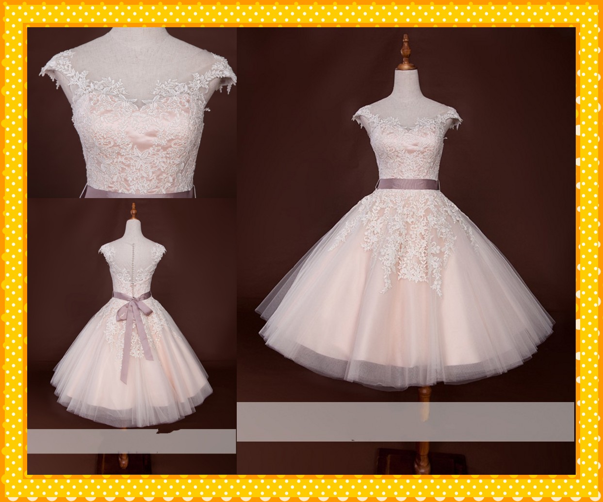 Short Champagne Wedding Dress Sheer Neck with Short Sleeves Applique Tulle Tea Length Ribbon Real Photo Bridal Gowns Cheap New, Same as image
Short Champagne Wedding Dress Sheer Neck with Short Sleeves Applique Tulle Tea Length Ribbon Real Photo Bridal Gowns Cheap New, Same as image