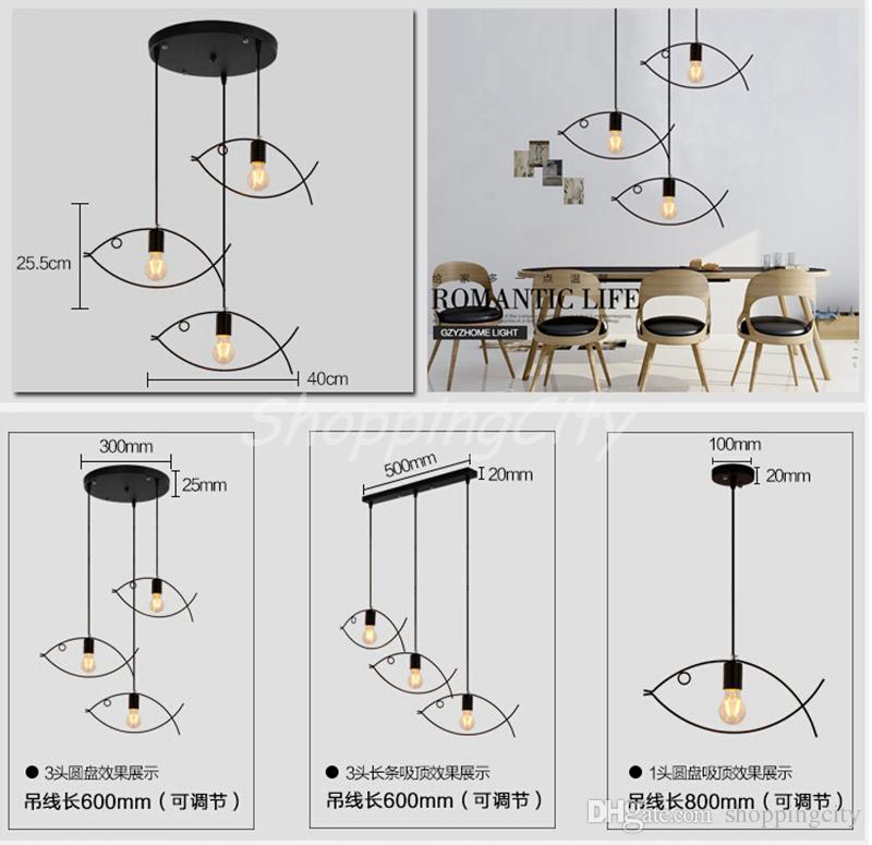 LED Pendant Lights Creative Personality Fish Bar Minimalist Dining Room Nordic Hanging Lamp Droplight Style