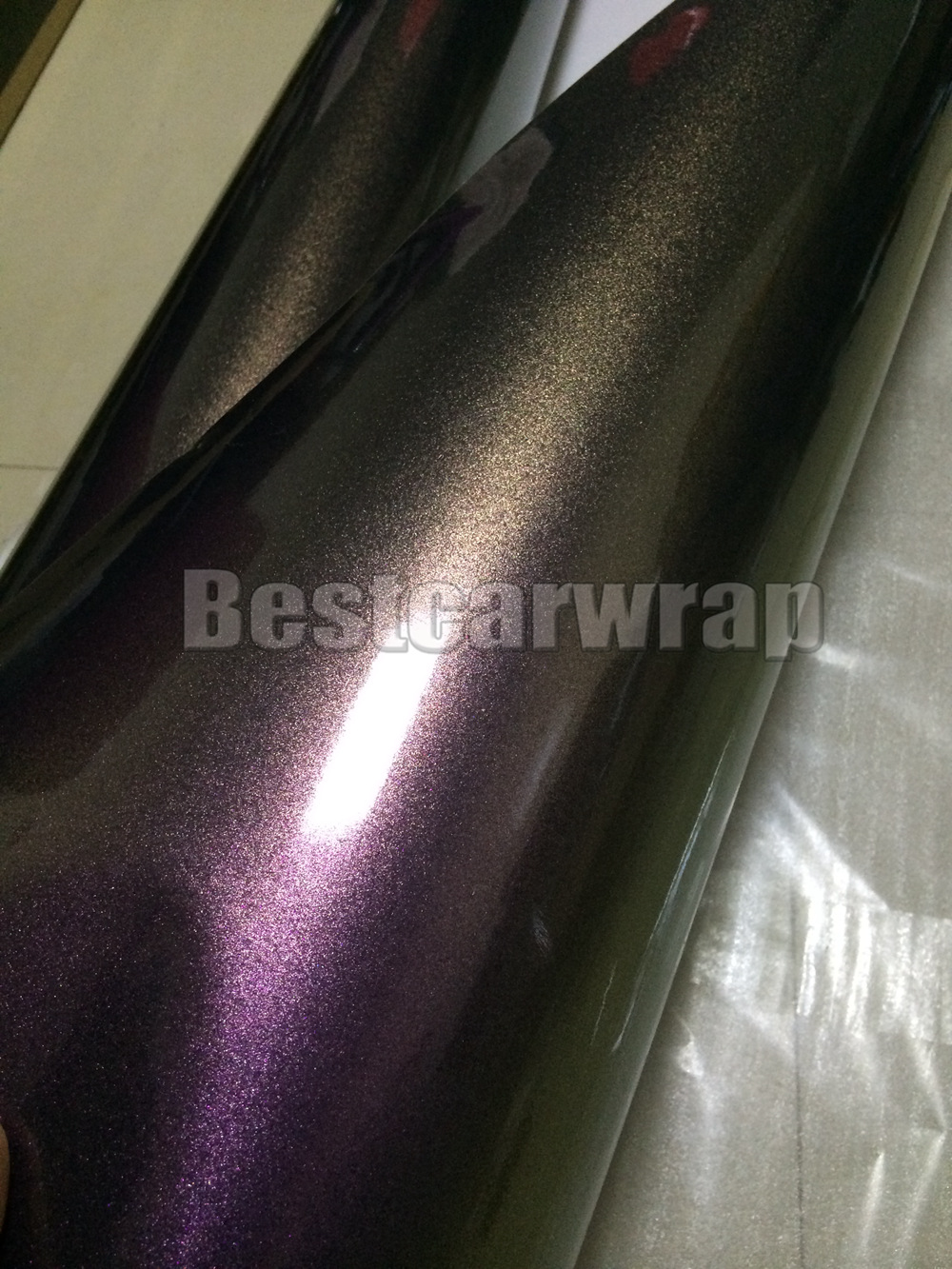 Gloss Metallic Purple to Bronze Flip Glitter Vinyl - Car Wrap Film with air bubble free Chameleon covering foil size 1.52x20m/Roll