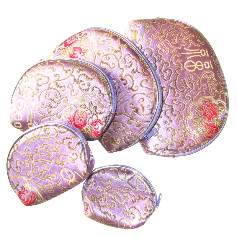 50set Light Portable Silk brocade Bag 5 size Set Zipper Coin Purse Travel Jewelry Makeup Tools Storage Bags Gift Packaging Pouch Phone Wallet