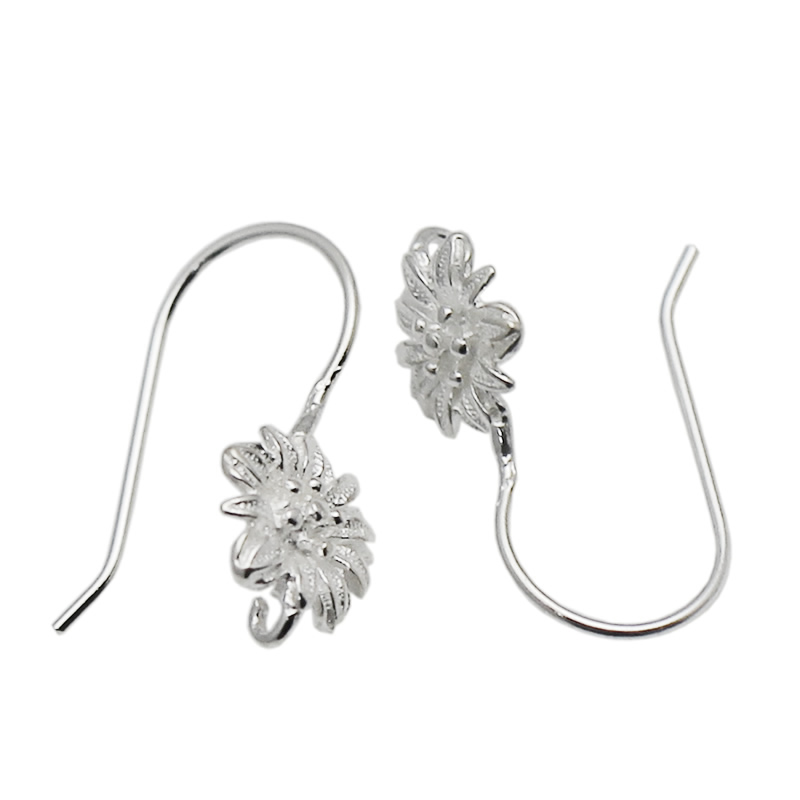 Beadsnice Handmade Sterling Silver Ear Wires Ear Hook Flower Earring Components DIY Jewelry Accessories ID 34938