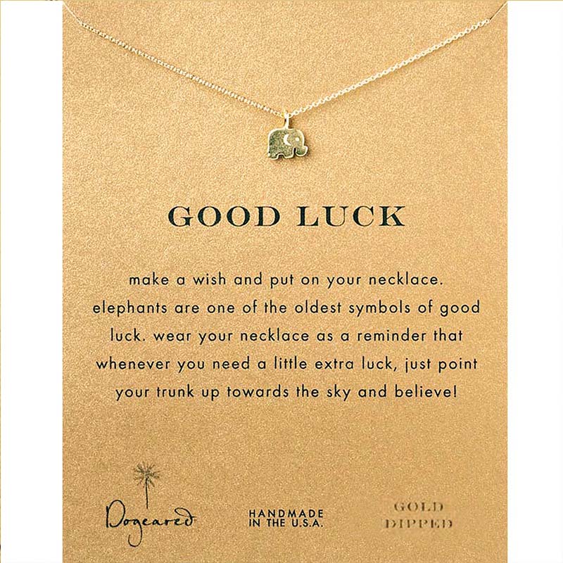 Wholesale-Moon Dogeared Good Luck Alloy Elephant Gold Plated Shorts Chains Clavicle Necklaces & Pendants New Fashion Jewelry For Women