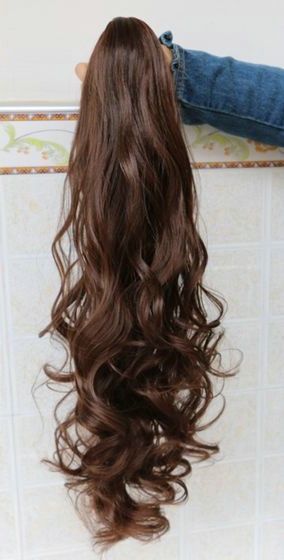 ECHO long curly ponytail human hair women curly clip drawstring remy pony tails hairpieces drawstring clip in human hair extension natural