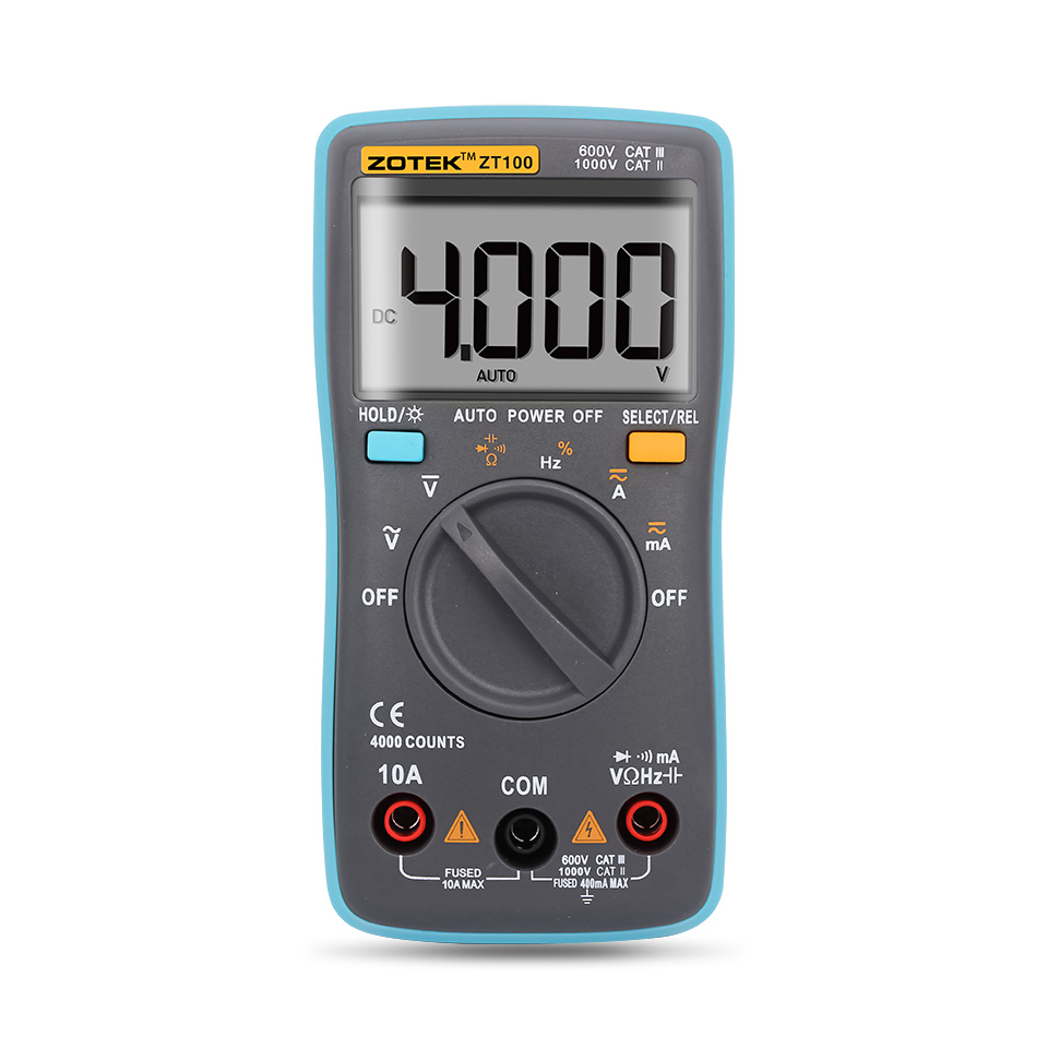 Zotek digital multimeter, zt100 automatic range, 2000counts 550V protection, automatic shutdown
Zotek digital multimeter, zt100 automatic range, 2000counts 550V protection, automatic shutdown