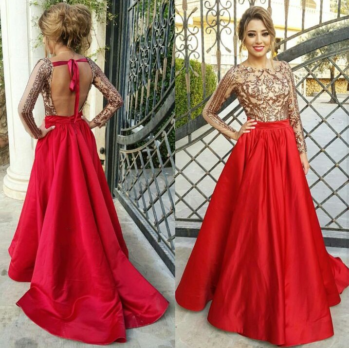 2017 Red Long Sleeves Backless Prom Dresses Sheer Neck Sequins Beaded Satin Floor Length Long Evening Gowns Formal Dresses Sweep Train, Light sky blue
2017 Red Long Sleeves Backless Prom Dresses Sheer Neck Sequins Beaded Satin Floor Length Long Evening Gowns Formal Dresses Sweep Train, Light sky blue