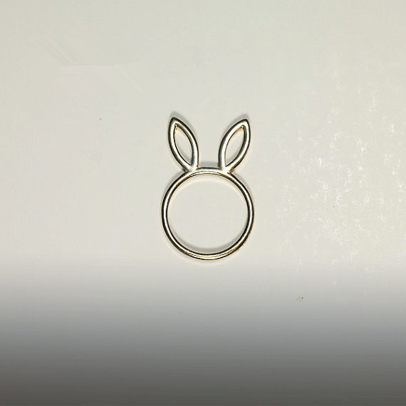 30PCS Cute Bunny Rabbit Ring Lovely Hare Ears Rings Pet Cat Head Face Ring Simple Outline Animal Rings for Easter Day Gifts