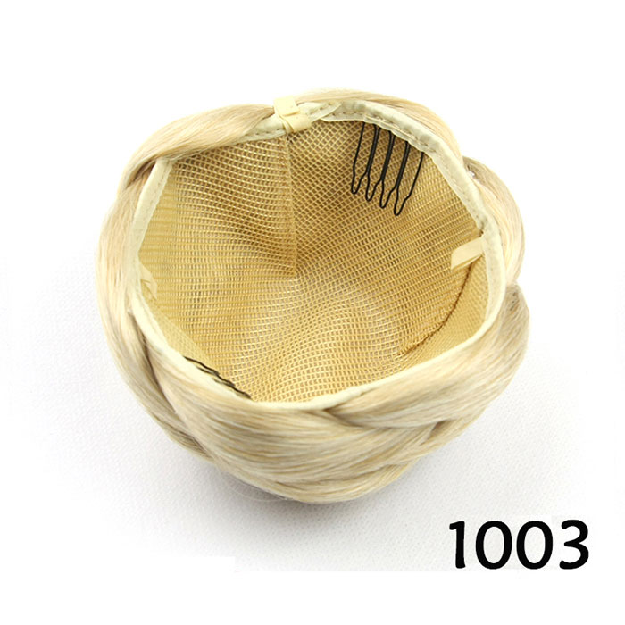 Wholesale-6 Colors Women Braid Buns Hairpieces Brown/ Blond/Black Hair Chignon Donut Roller Bun Perucas