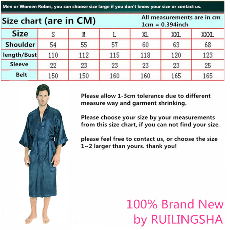 Wholesale-Mens Womens Plus Size Long Satin Bath Robe Sexy Kimono Silk Bathrobe Men Peignoir Homme Dressing Gown for Men Summer Robes