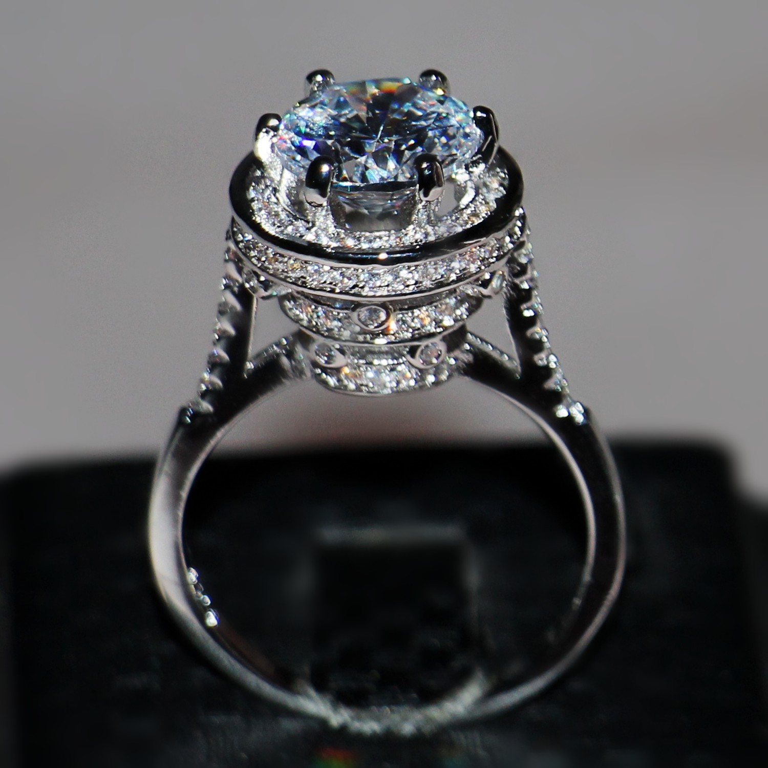 8MM Topaz Wedding Rings for Women | Sterg Sier Simulated Dia Band