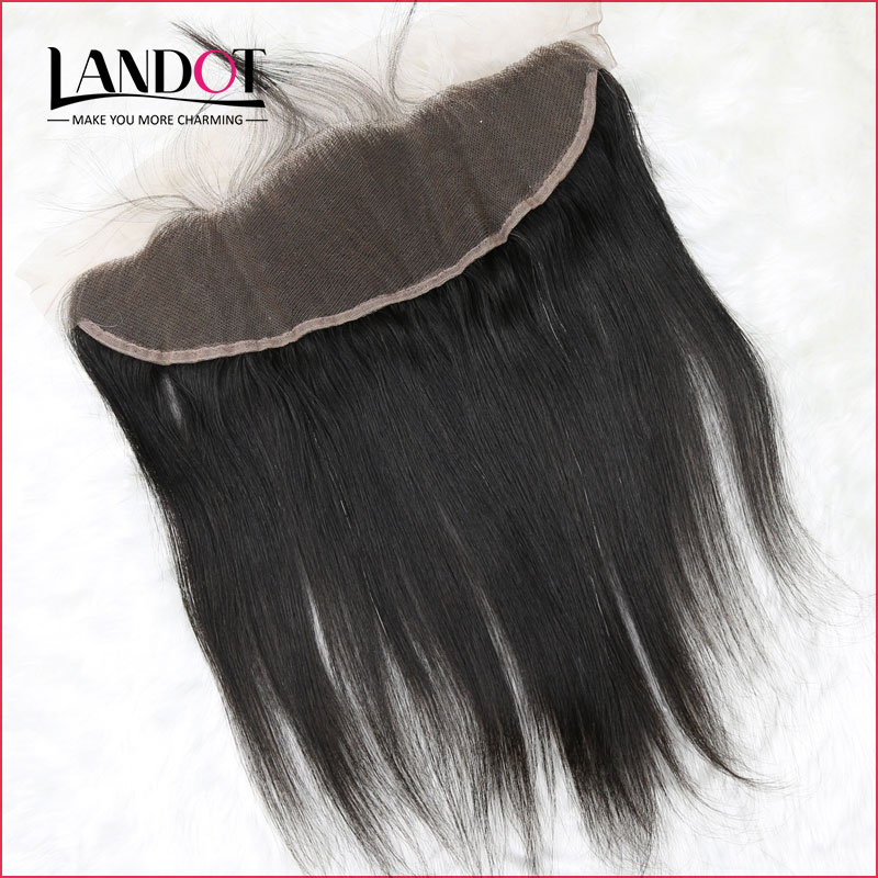 Brazilian Straight Lace Frontal Closure Malaysian Indian Peruvian Cambodian Unprocessed Virgin Human Hair Closures 13x4 Size With Baby Hair