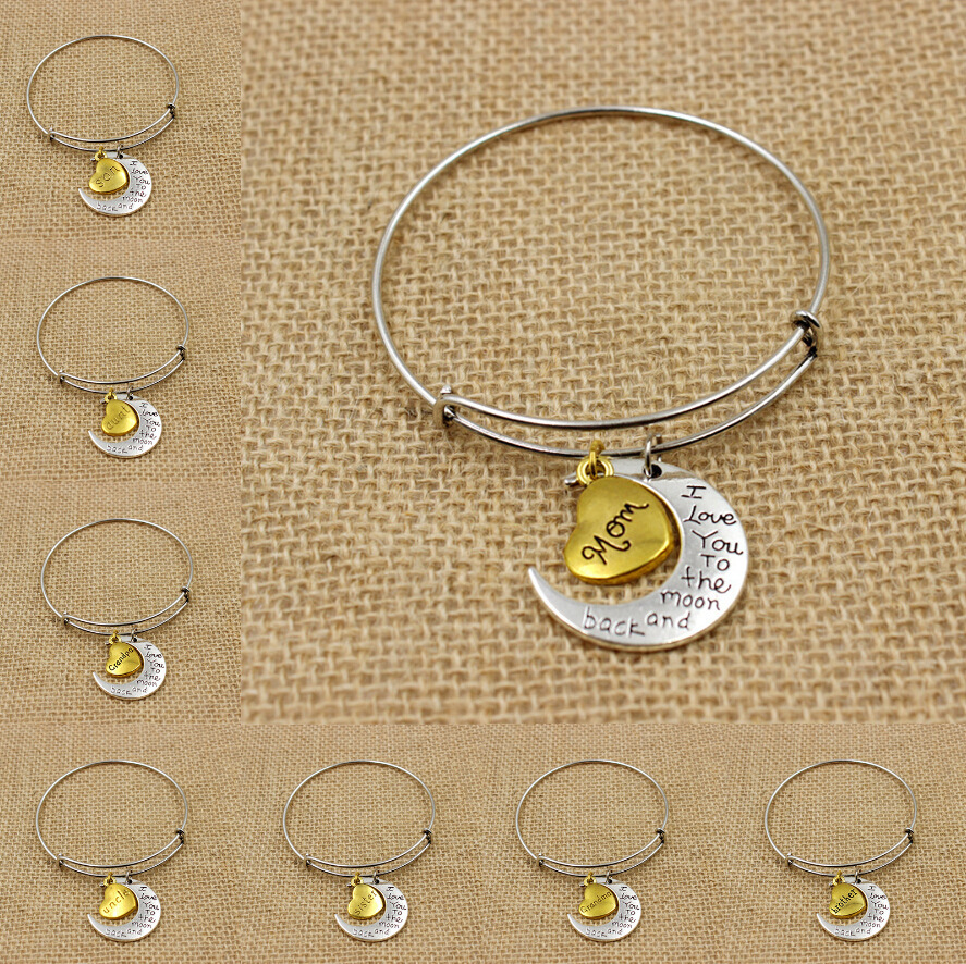 Hot Sale Wholesale Family I love you to the moon and back Charm Bracelets European Alloy bangle Chain Bracelet Fashion DIY Jewelry
Hot Sale Wholesale Family I love you to the moon and back Charm Bracelets European Alloy bangle Chain Bracelet Fashion DIY Jewelry