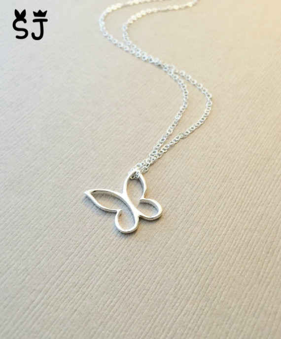 30PCS Cut Outline Women Butterfly Necklace Open Butterfly Wing Pendant Necklaces for Women Simple Animal Insect Necklaces
