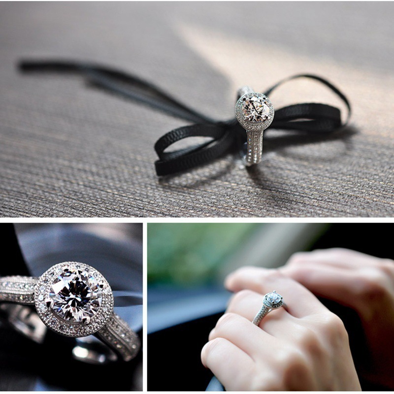 Unique 2017 Female ring Pave set 5A Zircon Cz Real 925 Sterling silver Engagement wedding band rings for women Fashion jewelry