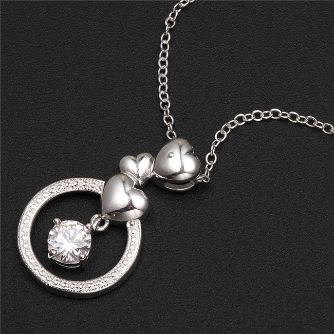 Best gift women's round rings pendant necklace white gemstone sterling silver plate necklace STSN691,brand new fashion 925 silver necklace