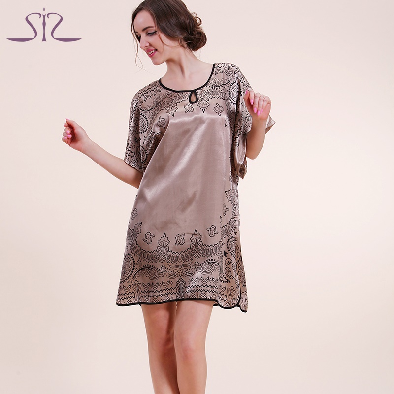 Wholesale-2016 Top Promotion Summer Style Silk Robe Longue Pajamas For Women Natural Satin Ladies Sleep Top 58060
