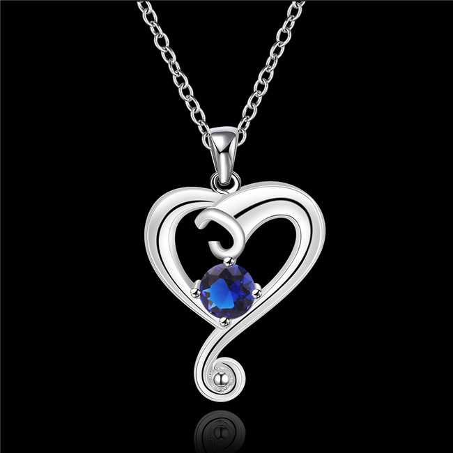 Best gift heart shape pendant necklace white gemstone sterling silver necklace STSN603,fashion 925 silver necklace factory direct sale