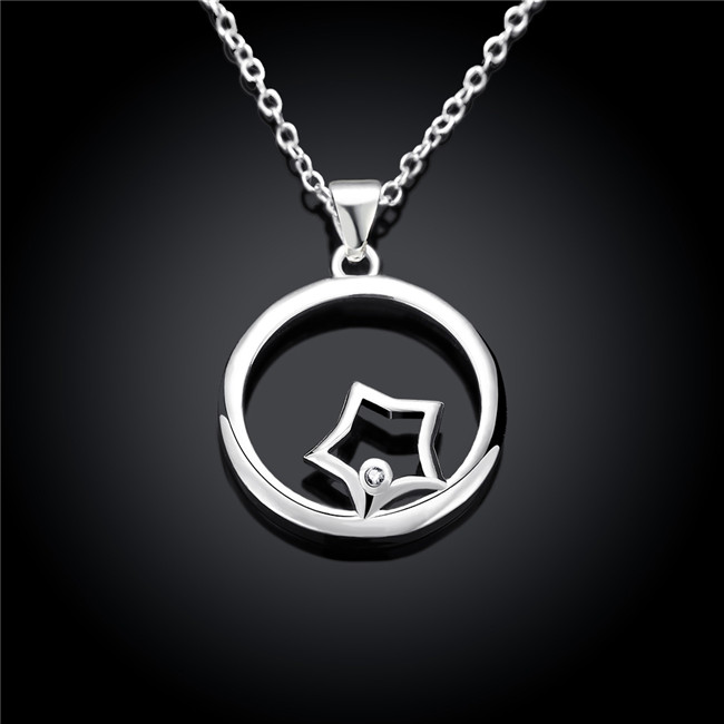 High grade women's Annulus shape Pendant Necklace white gemstone sterling silver necklace STSN704,brand new fashion 925 silver necklace
