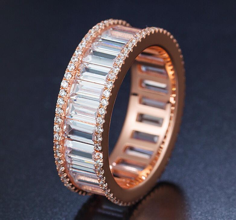 Victoria Wieck Top Selling Luxury Jewelry 10KT White Gold Filled Princess Cut Topaz Rose Gold Black CZ Diamond Women Wedding Band Ring Gift