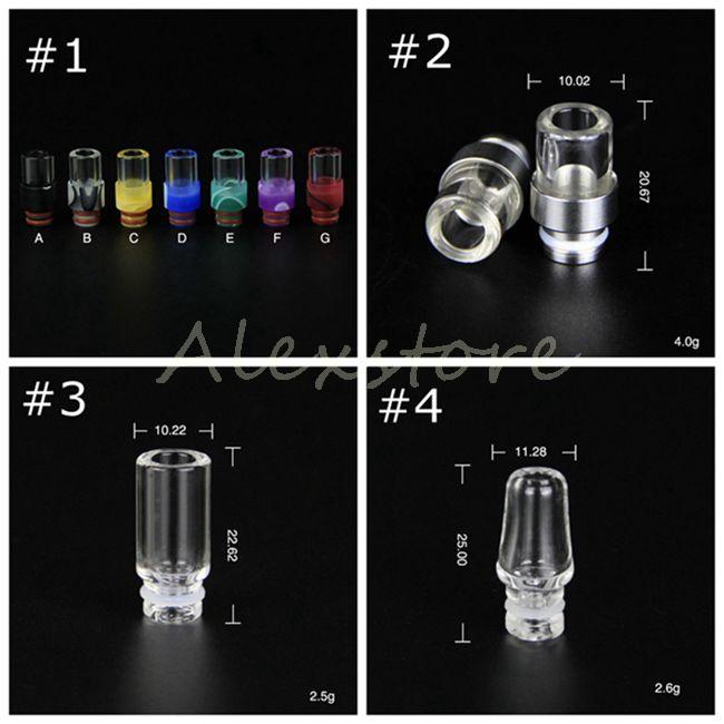 

4 Style Pyrex Glass 510 Ego drip tips drip tip clear mouthpiece drip trip Wide Bore colorful new driptip for vape rba rda