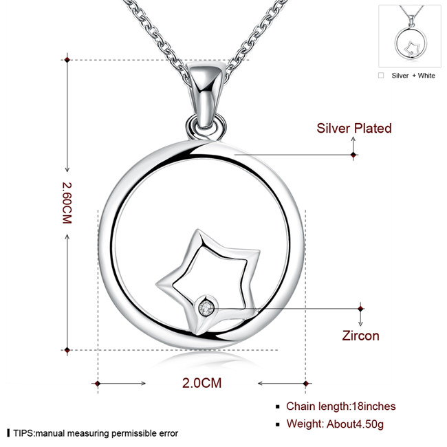 High grade women's Annulus shape Pendant Necklace white gemstone sterling silver necklace STSN704,brand new fashion 925 silver necklace